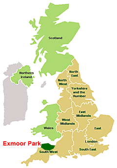 Exmoor map within the UK